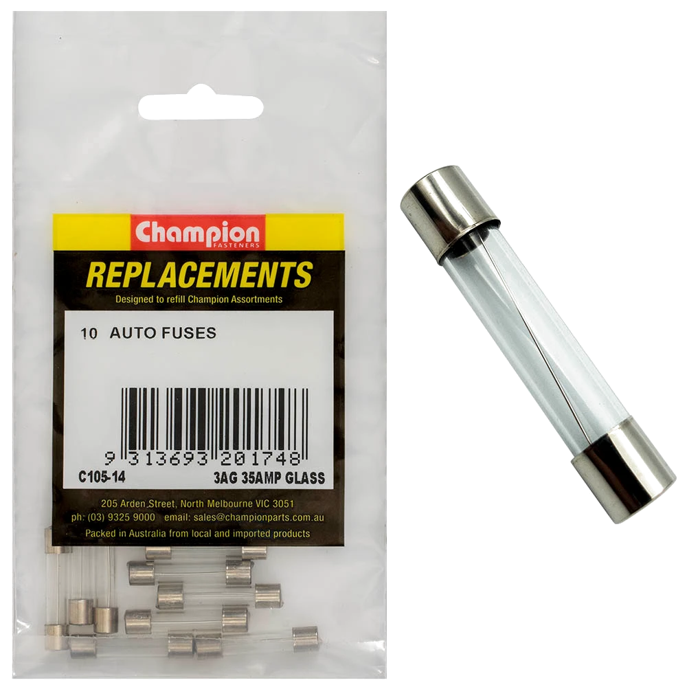 Champion 3Ag 35 Amp Glass Fuse -10pk
