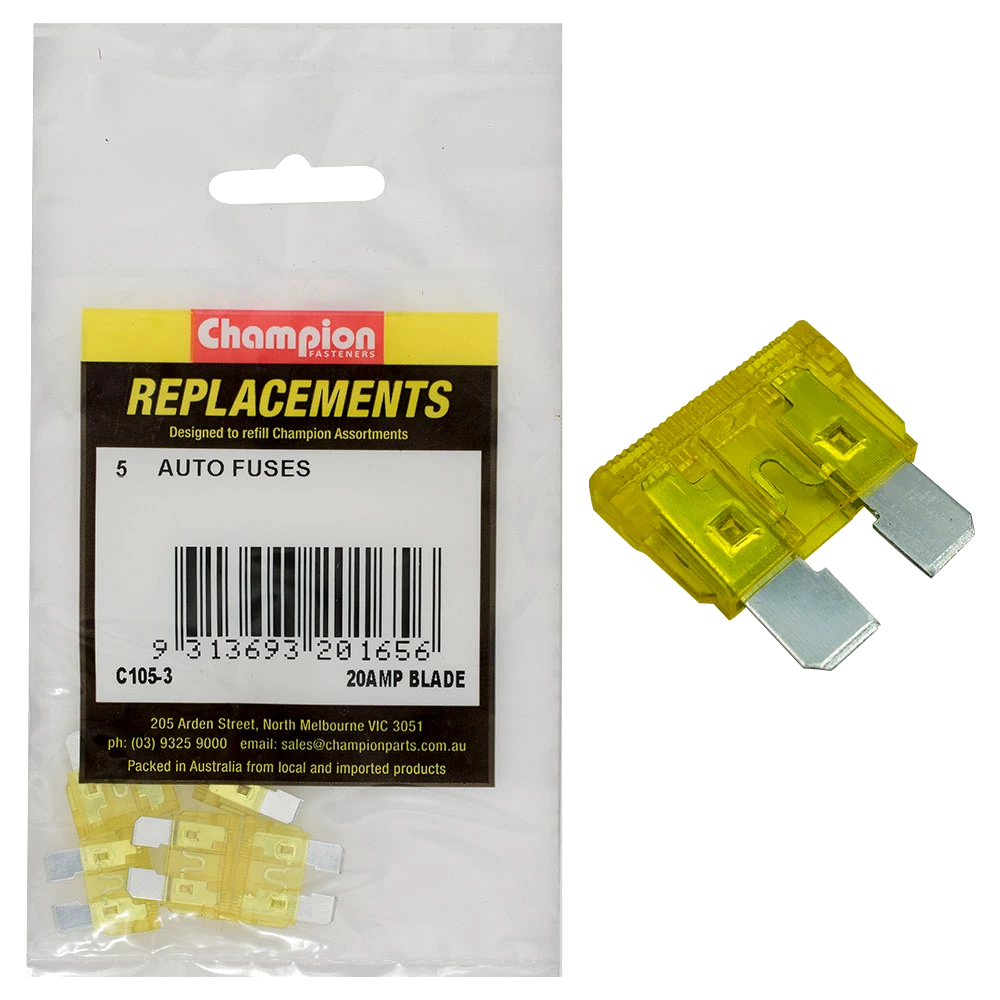Champion AF 20Amp Standard Blade Fuse -5pk