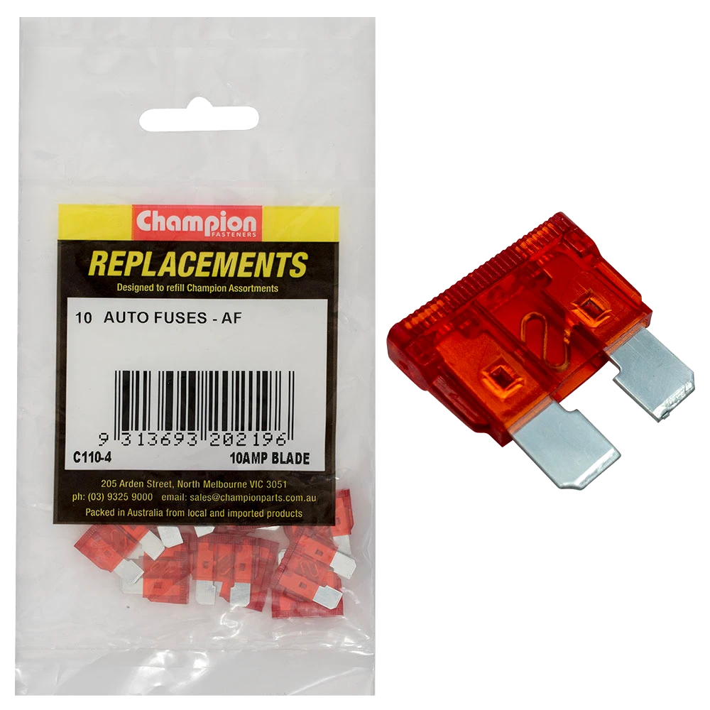 Champion AF 10Amp Standard Blade Fuse (Red) -10pk