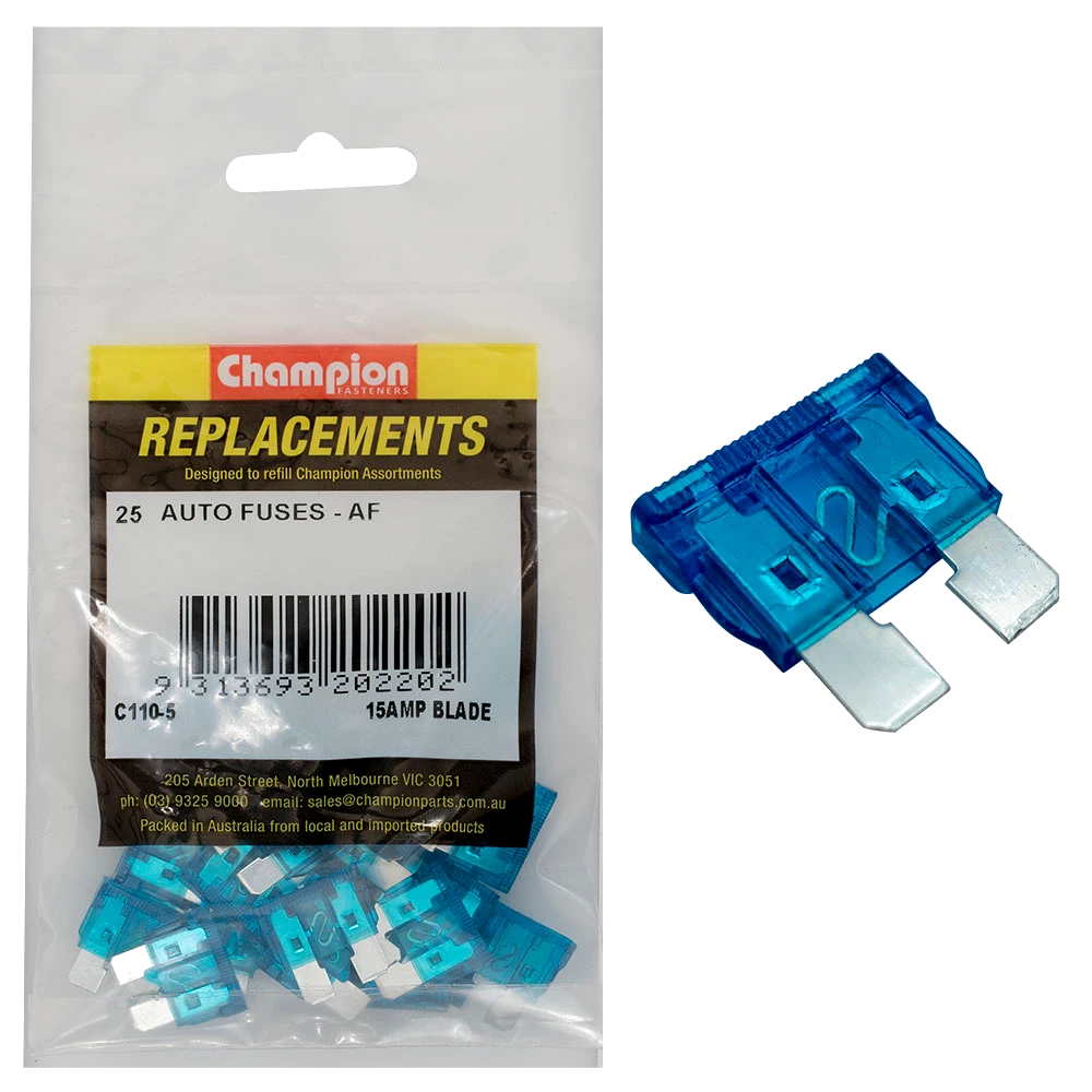 Champion AF 15Amp Standard Blade Fuse (Blue) -25pk