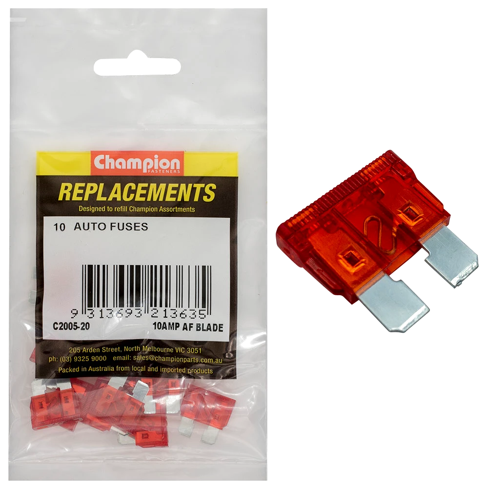 Champion AF 10Amp Standard Blade Fuse (Red) -10pk