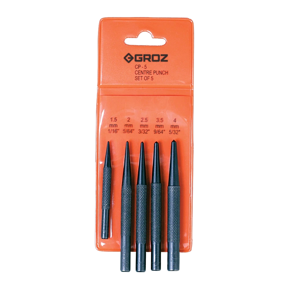 Groz 5pc Centre Punch Set (1.5mm To 4.0mm)