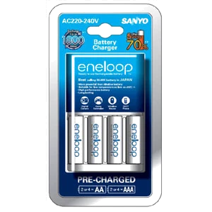Panasonic 220-240V Eneloop Overnight Charger W/4 X AA Rtu