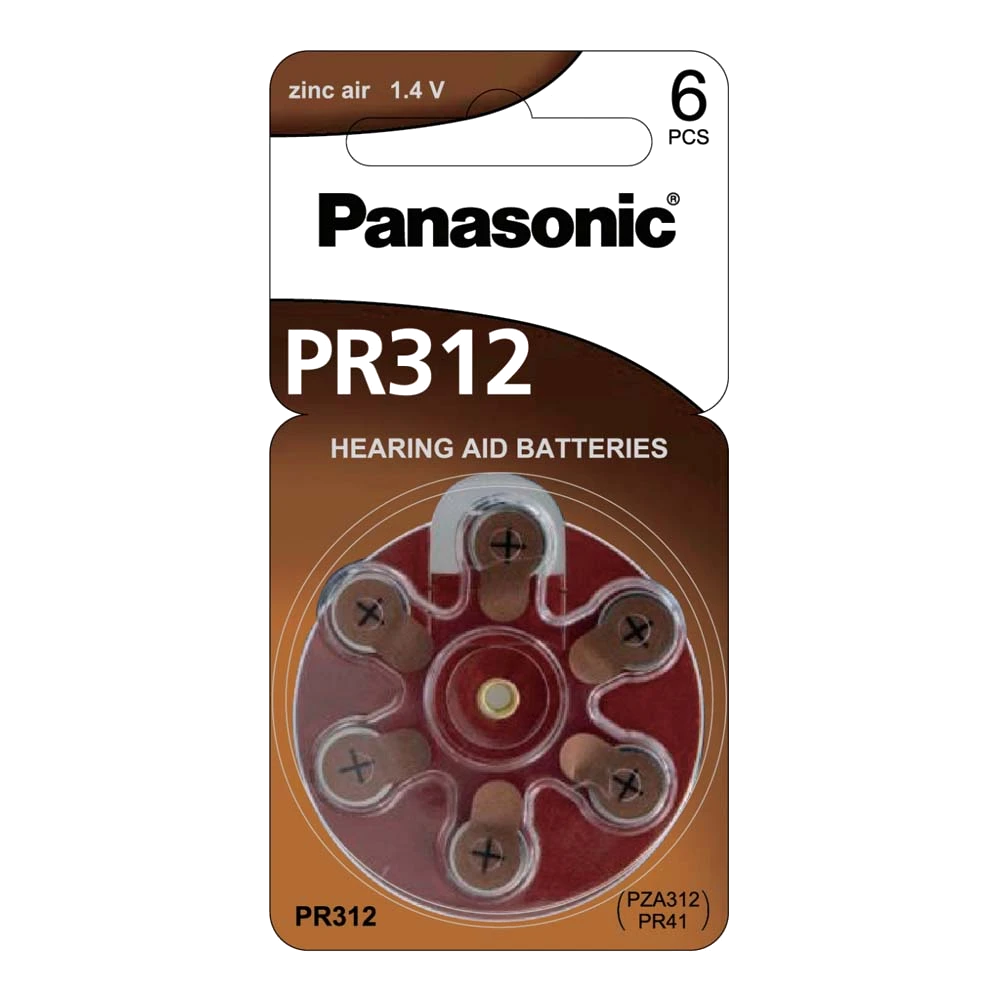 Panasonic 1.4V PR41 Zinc Air Hearing Aid Battery (6pk)