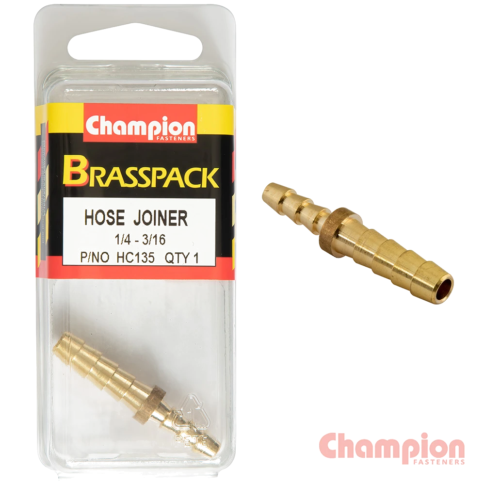Champion Hose Joiner Brass Reducing 1/4 - 3/16