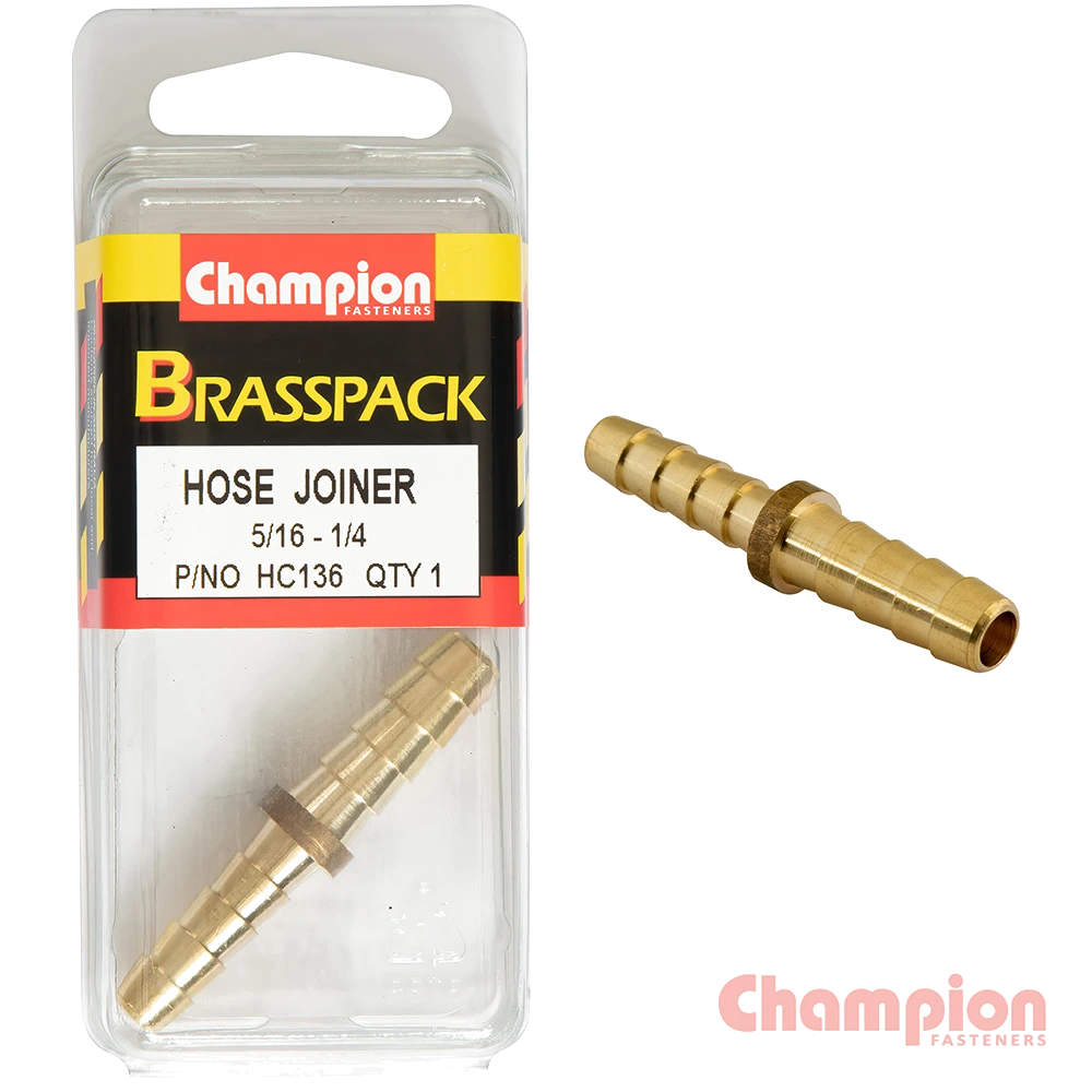 Champion Hose Joiner Brass Reducing 5/16 - 1/4