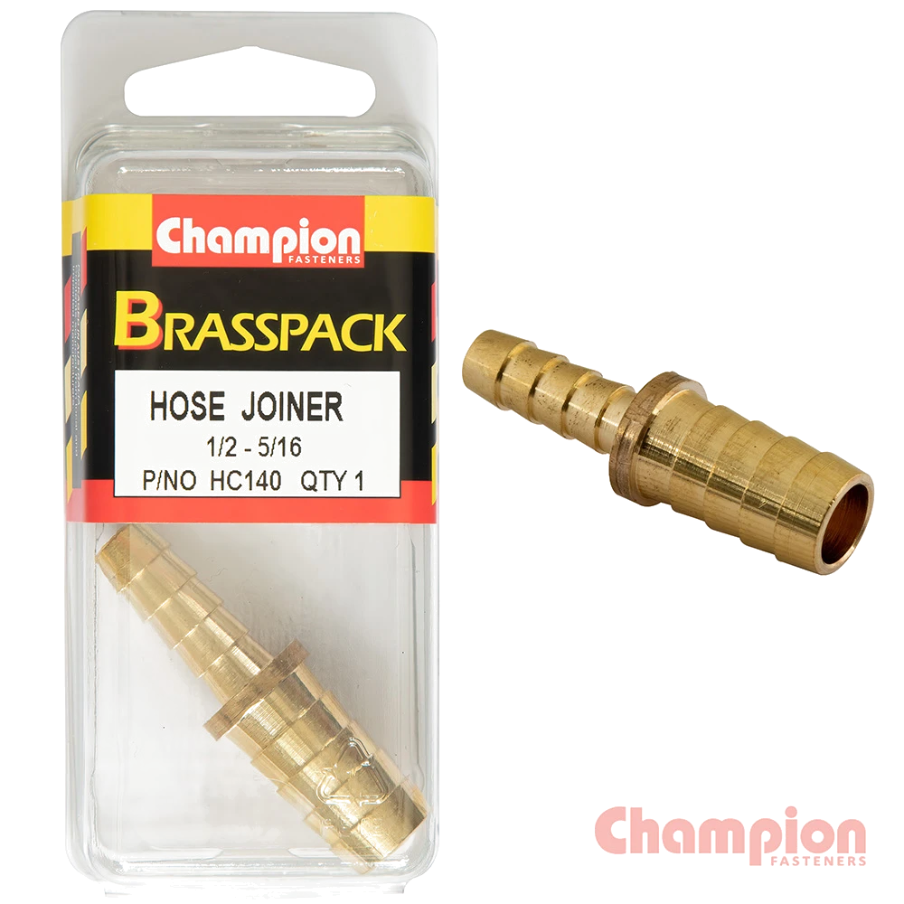 Champion Hose Joiner Brass Reducing 1/2 - 5/16