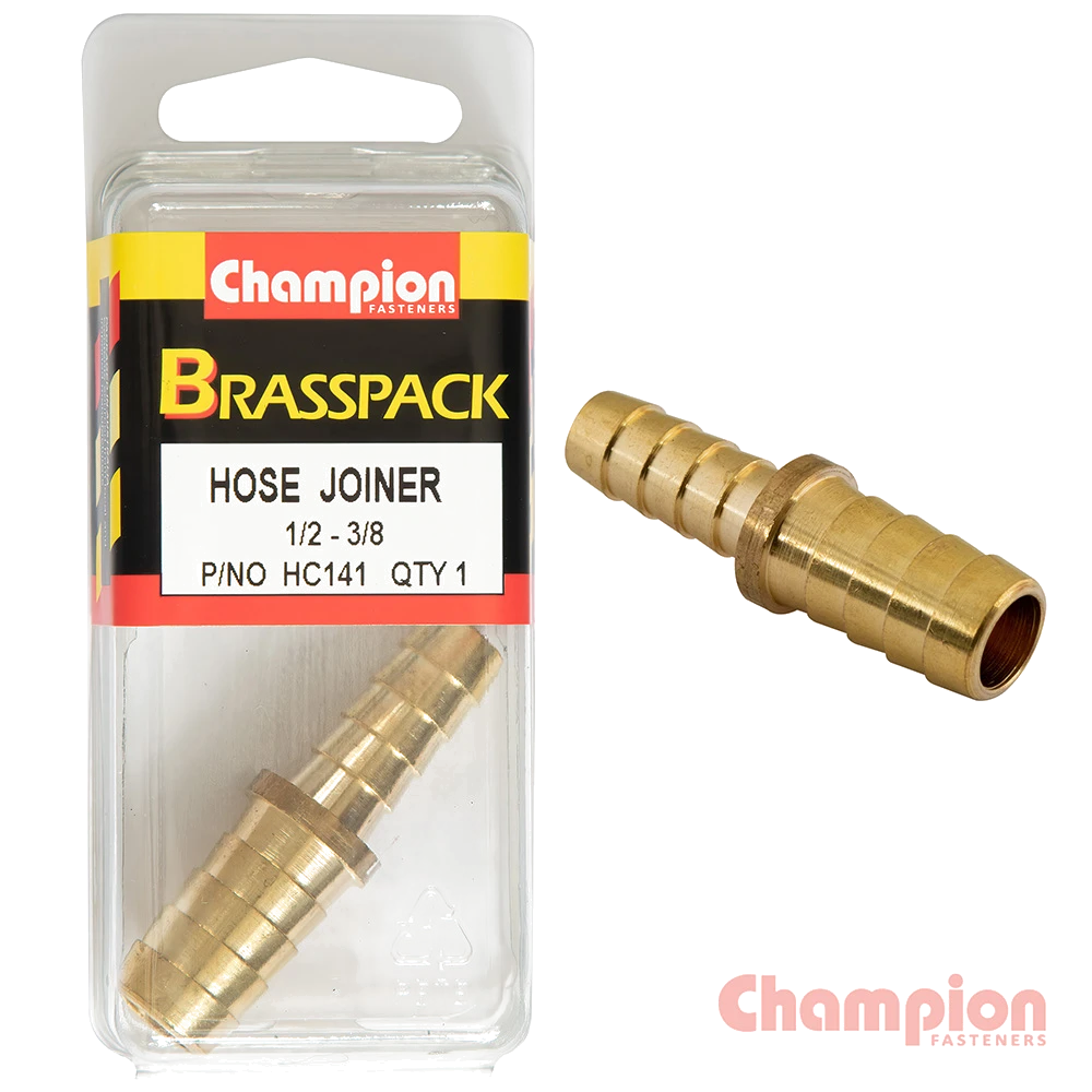 Champion Hose Joiner Brass Reducing 1/2 - 3/8