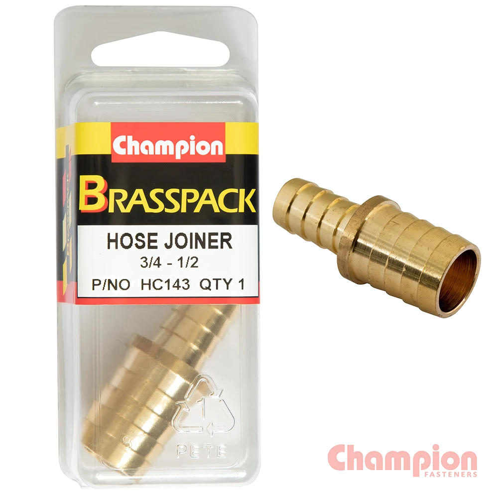 Champion Hose Joiner Brass Reducing 3/4 - 1/2