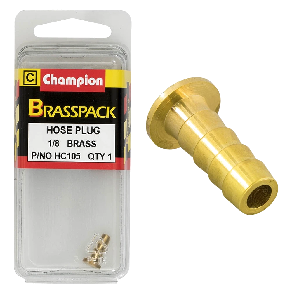 Champion Brass Hose Plugs - Barbed - 1/8in