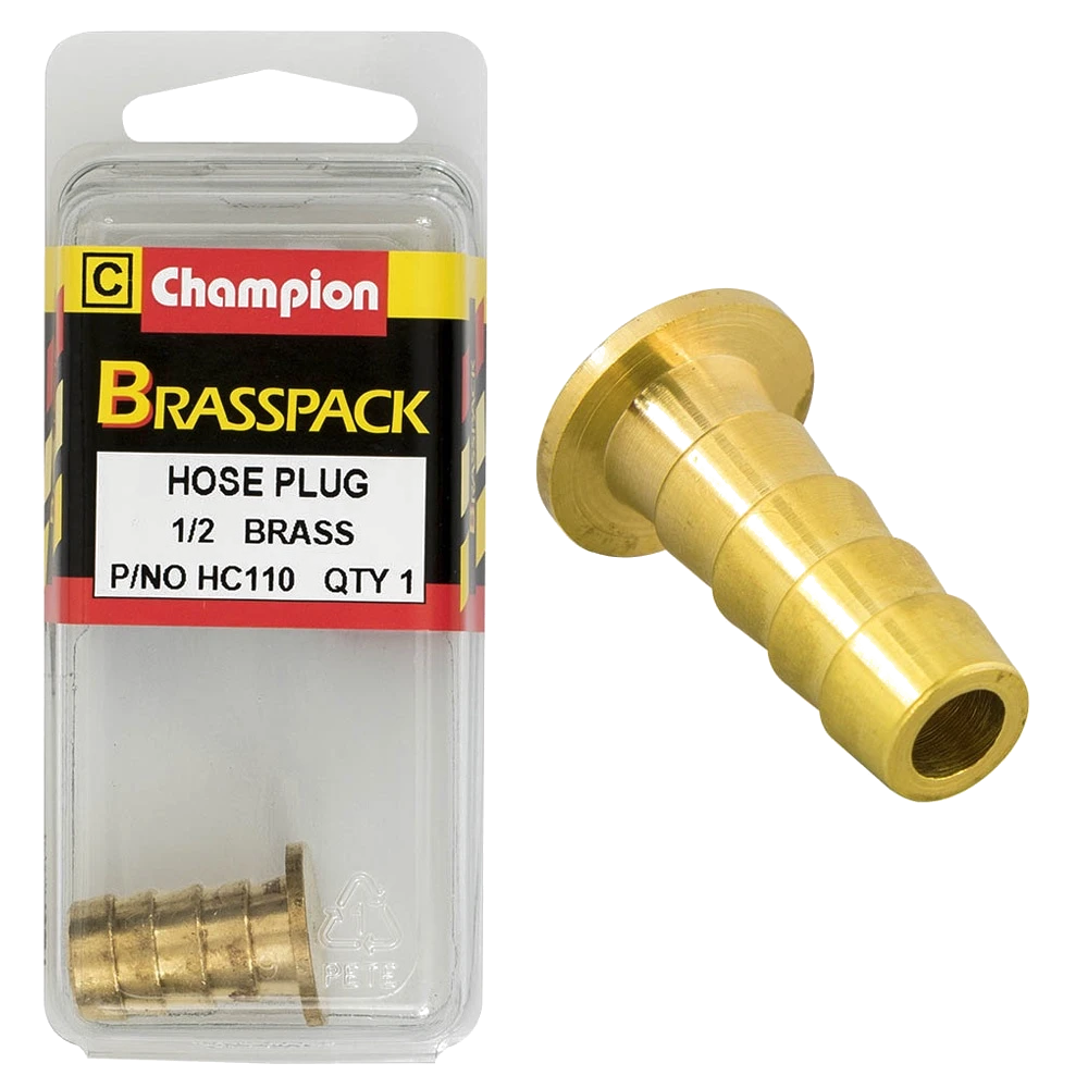 Champion Brass Hose Plugs - Barbed - 1/2in