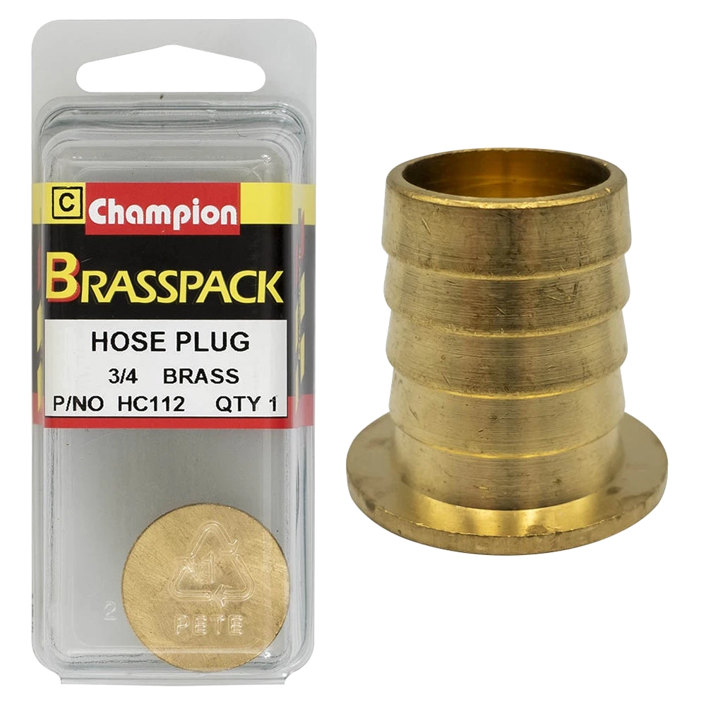 Champion Brass Hose Plugs - Barbed - 3/4in