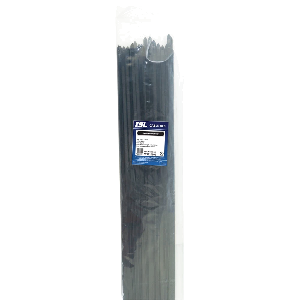 ISL 1220 x 9.0mm UV Nylon Cable Tie - Blk. - 50pk