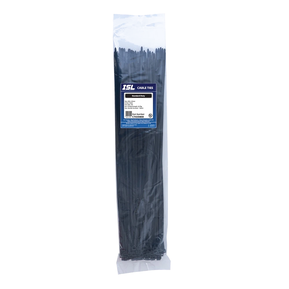 ISL 430 x 4.8mm UV Nylon Cable Tie - Blk. - 100pk