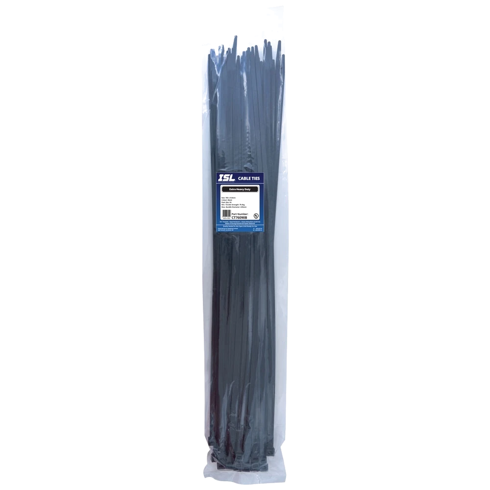 ISL 760 x 9.0mm UV Nylon Cable Tie - Blk. - 50pk