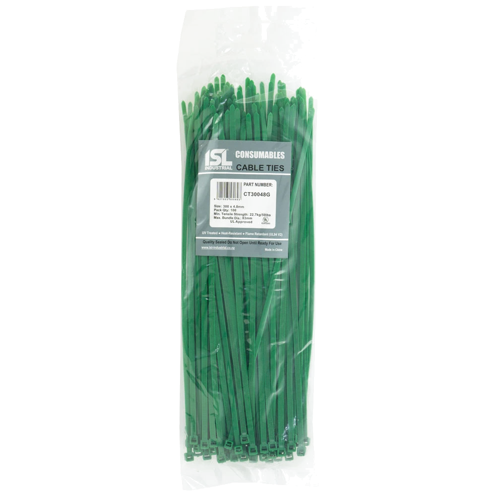 ISL 300 x 4.8mm Nylon Cable Tie - Orange - 100pk