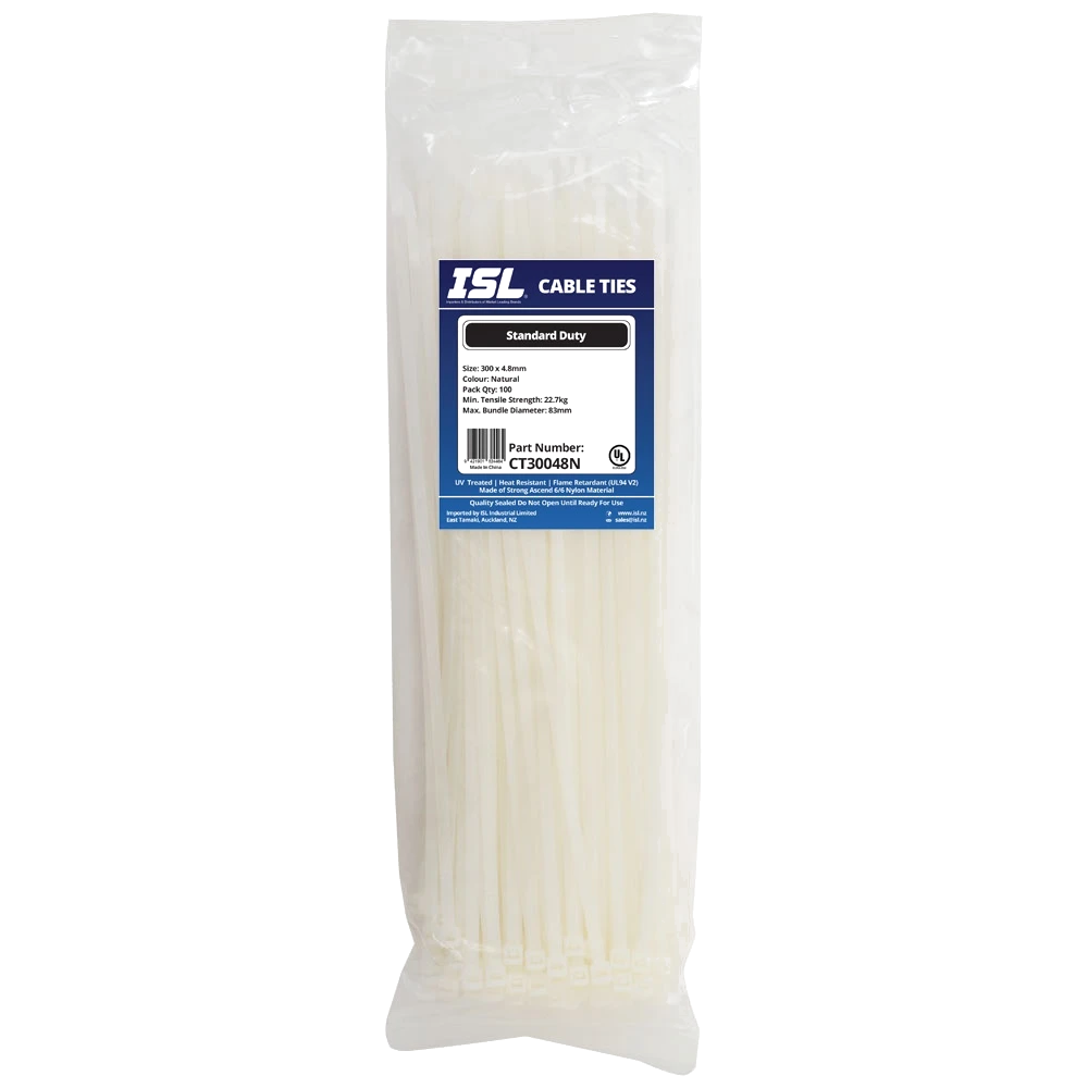ISL 300 x 4.8mm Nylon Cable Tie - Nat. - 100pk