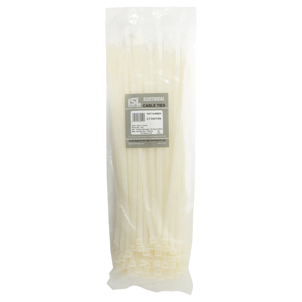 ISL 380 x 7.6mm Nylon Cable Tie - Nat. - 100pk