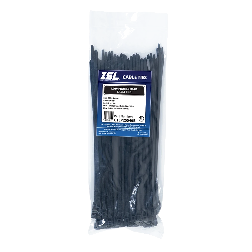 ISL 255x4.6mm Low Profile Cable Tie - UV Blk - 100pk