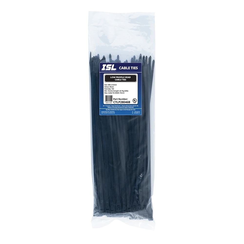 ISL 280x4.6mm Low Profile Cable Tie - UV Blk - 100pk