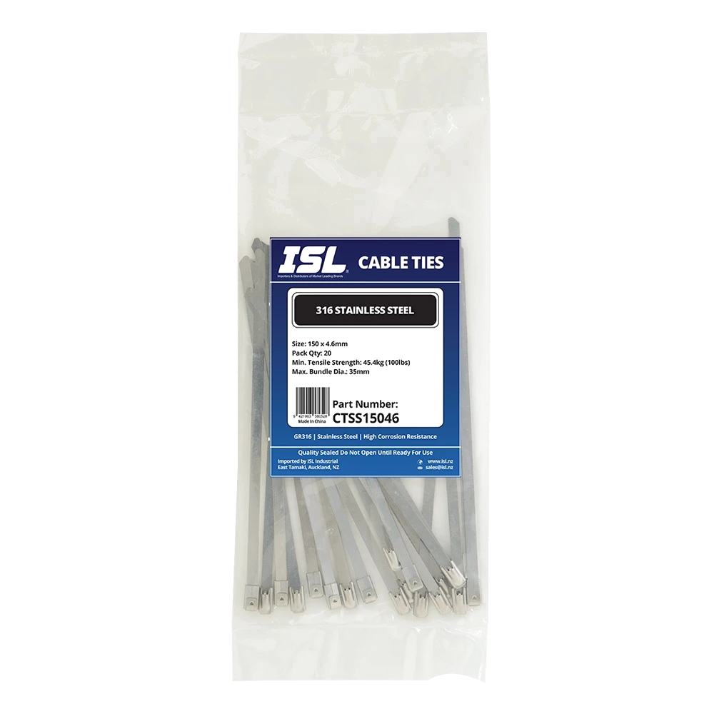 ISL 150 x 4.6mm 316 Stainless Cable Tie - 20pk