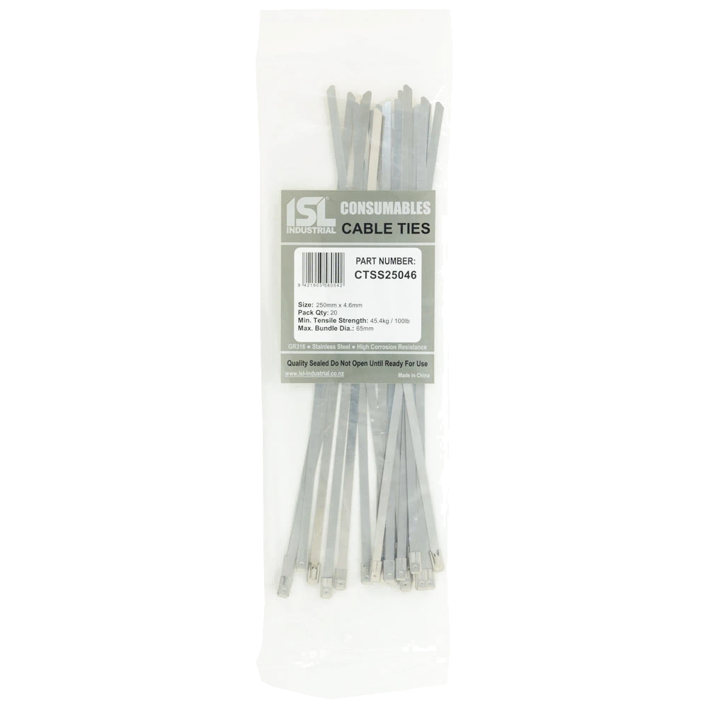 ISL 250 x 4.6mm 316 Stainless Cable Tie - 20pk