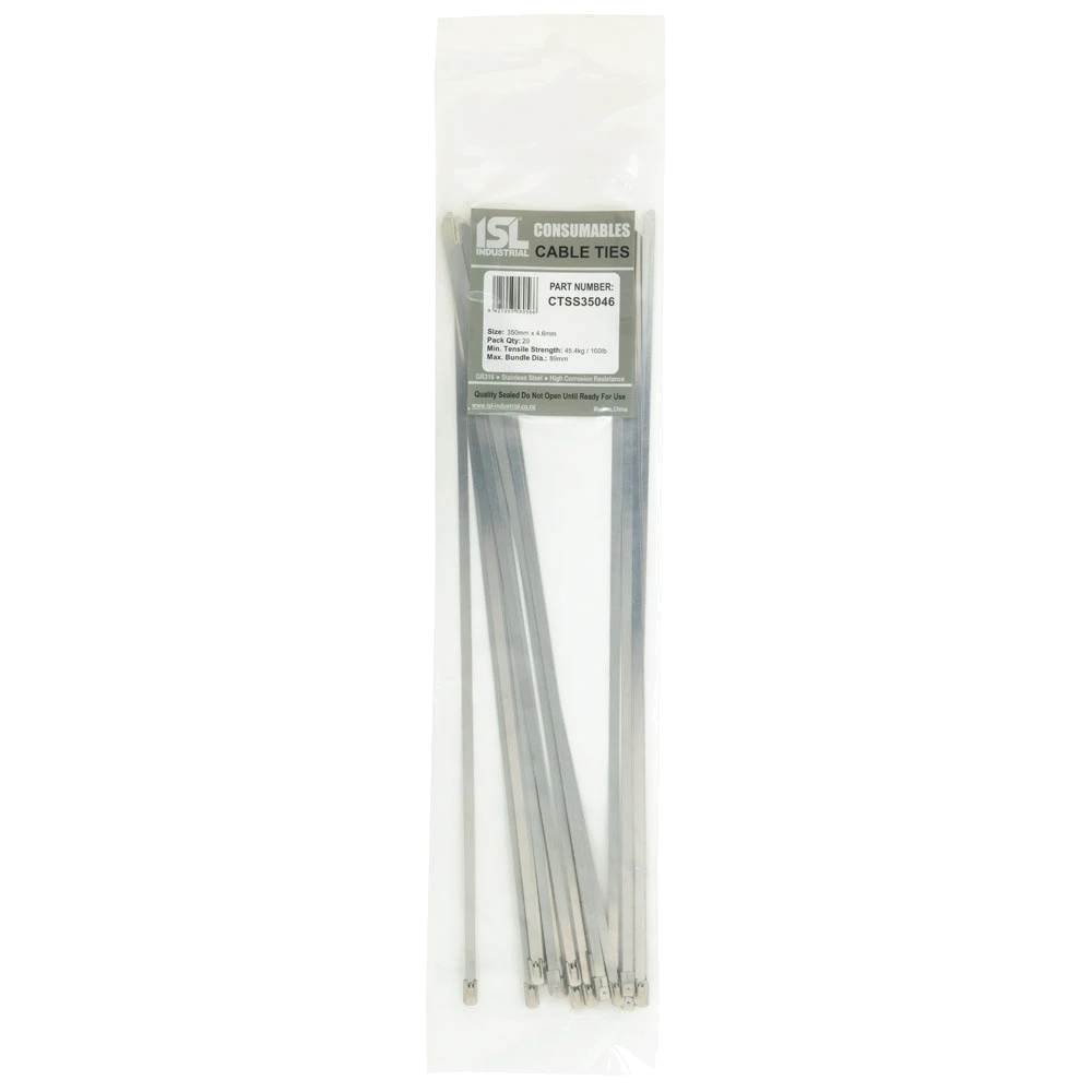 ISL 350 x 4.6mm 316 Stainless Cable Tie - 20pk