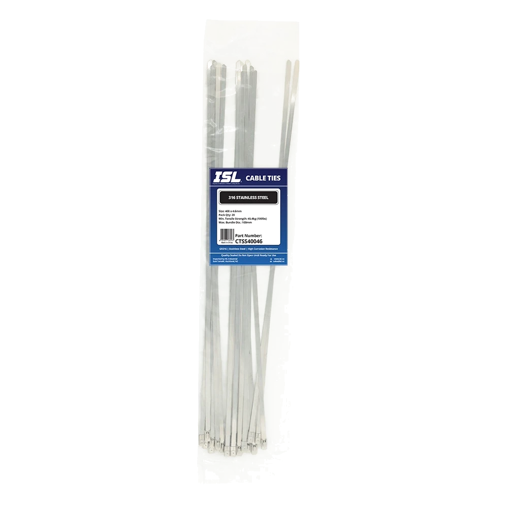 ISL 400 x 4.6mm 316 Stainless Cable Tie - 20pk