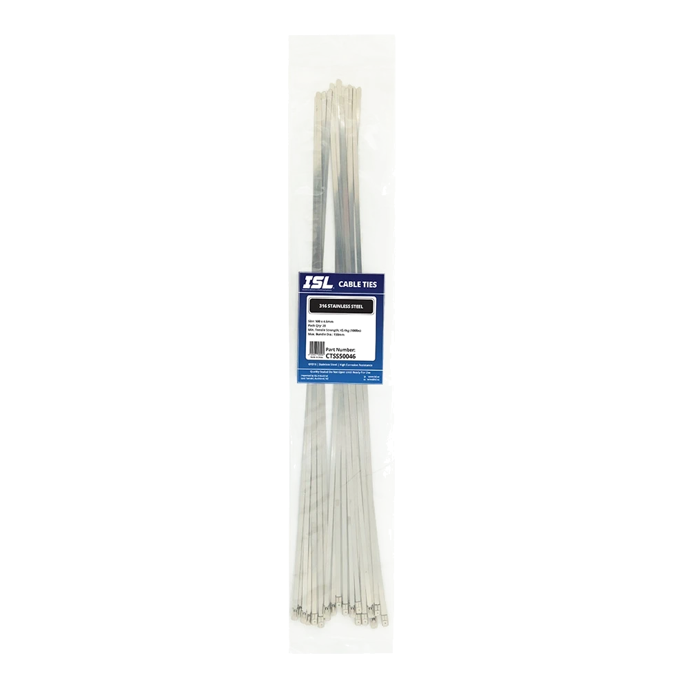 ISL 500 x 4.6mm 316 Stainless Cable Tie - 20pk