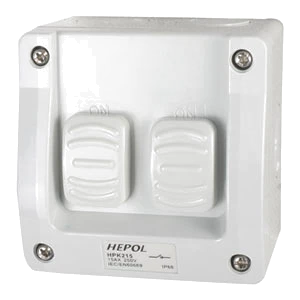15A Weatherproof 2 Gang Surface Switch IP66**