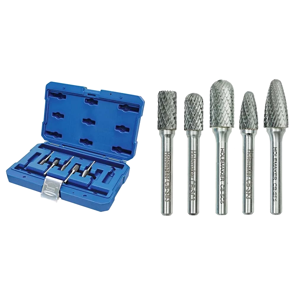 Holemaker 5pc Carbide Burr Set-3/8 & 1/2in Hdx1/4in DC