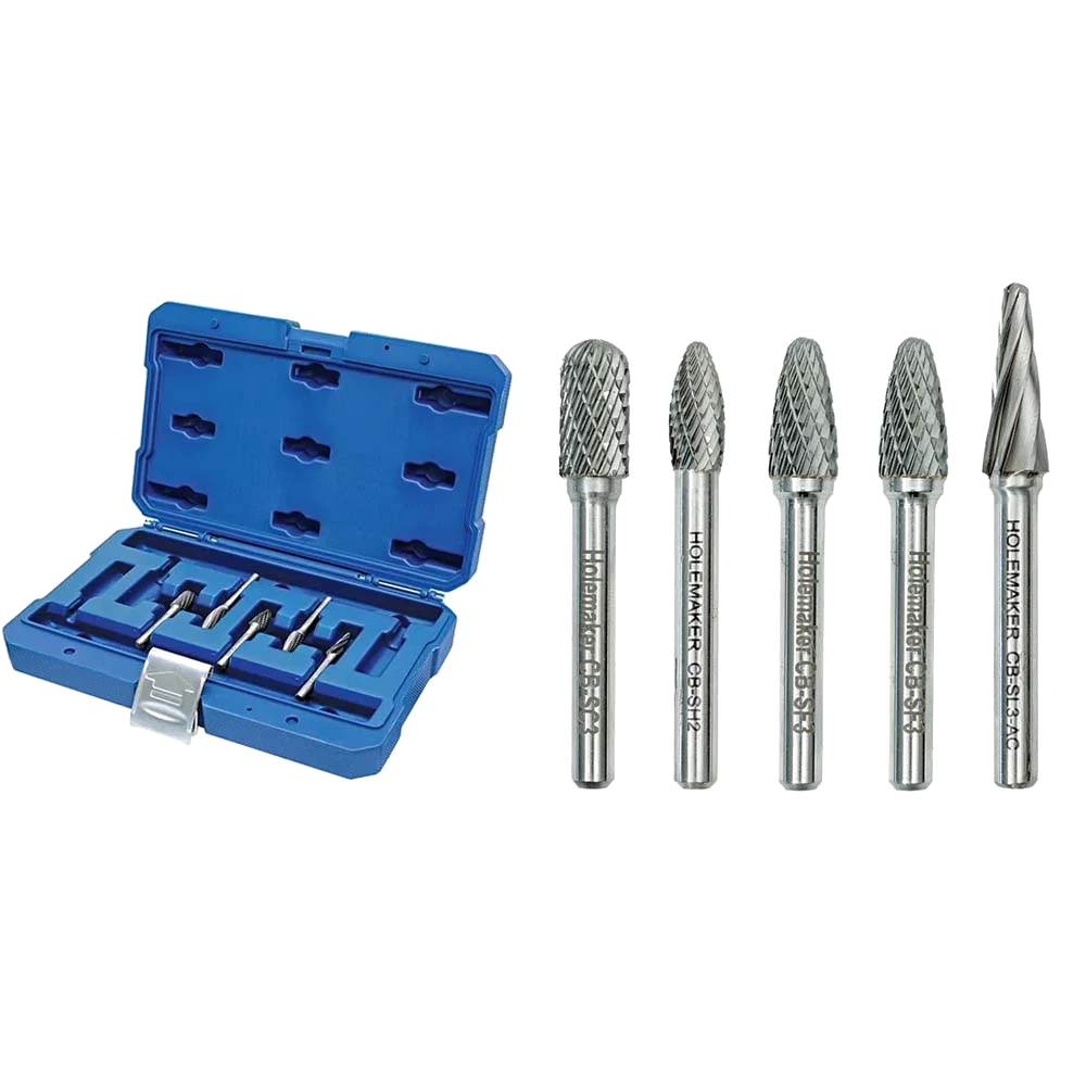 Holemaker 5pc Carbide Burr Set-3/8&5/16in Headx1/4in AC/DC