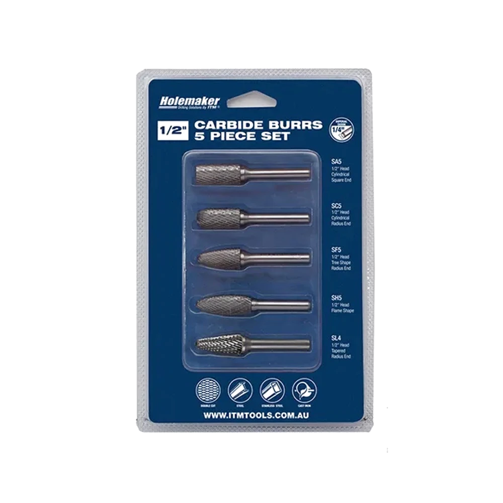 Holemaker 5pc Carbide Burr Set  Blister Pack