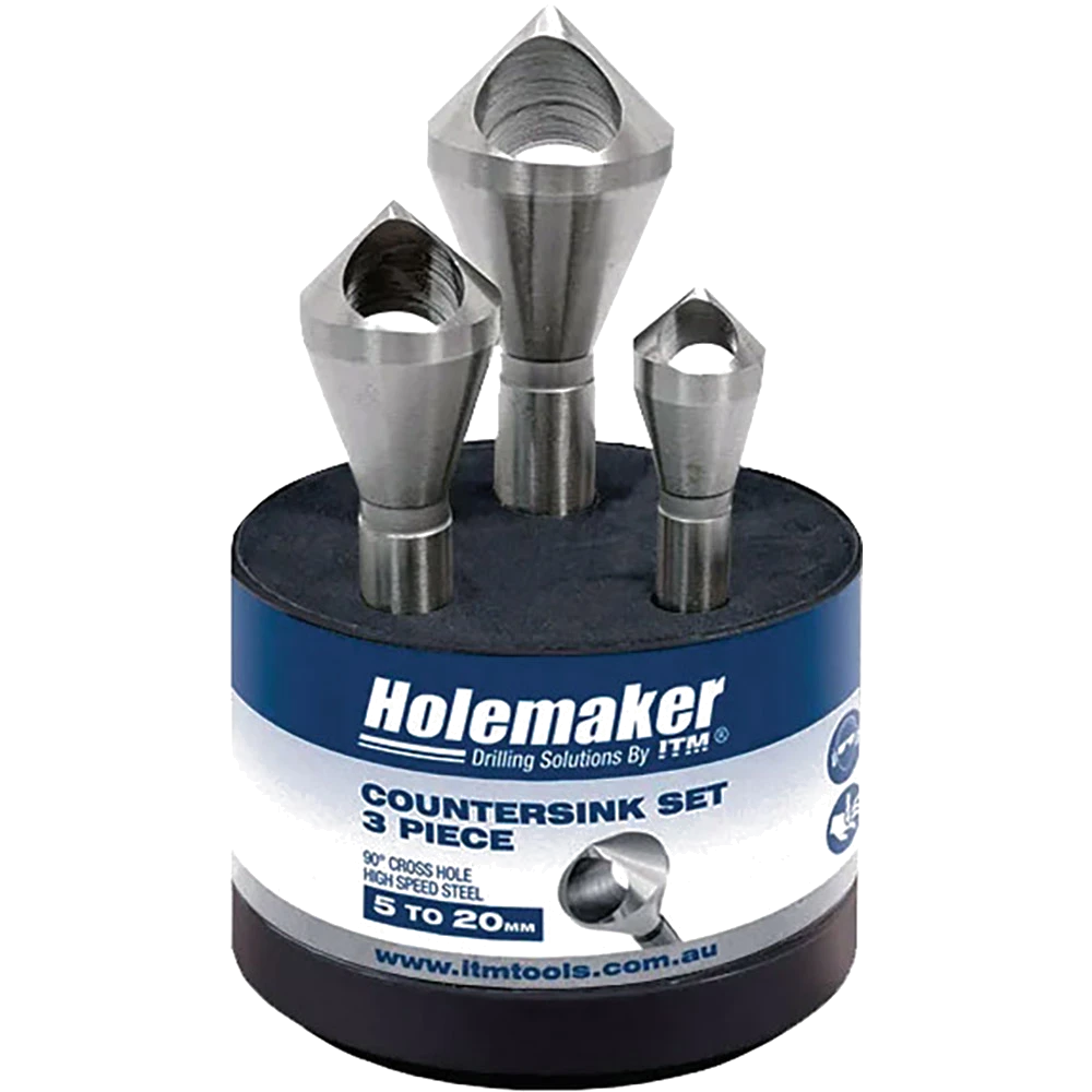 Holemaker 3pc Crosshole 90deg Countersink Set