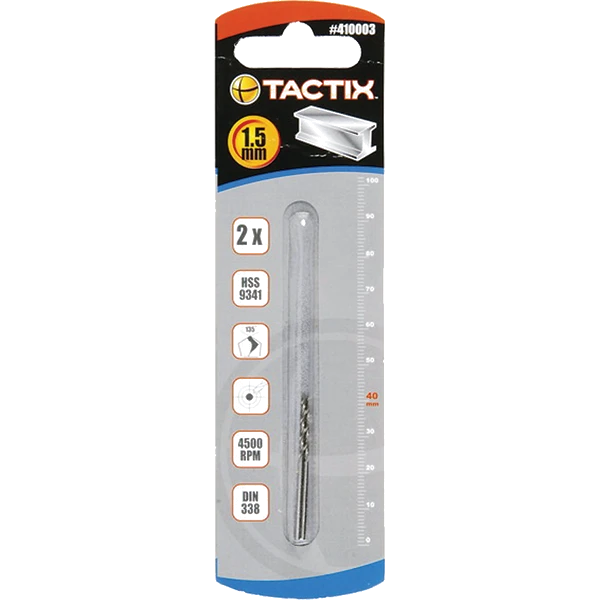 Tactix HSS Twist Drill 1.5mm 2pc**