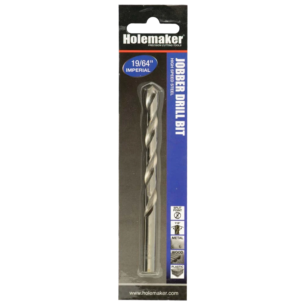 Holemaker Jobber Drill 19/64in - 1pc (Carded)