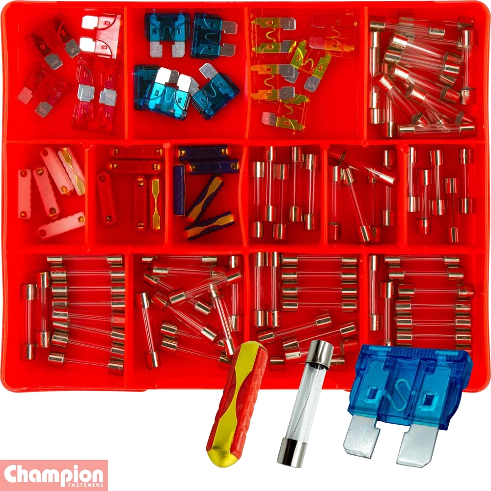 Champion 100pc Auto Fuse Assortment (Glass Blade & Euro)