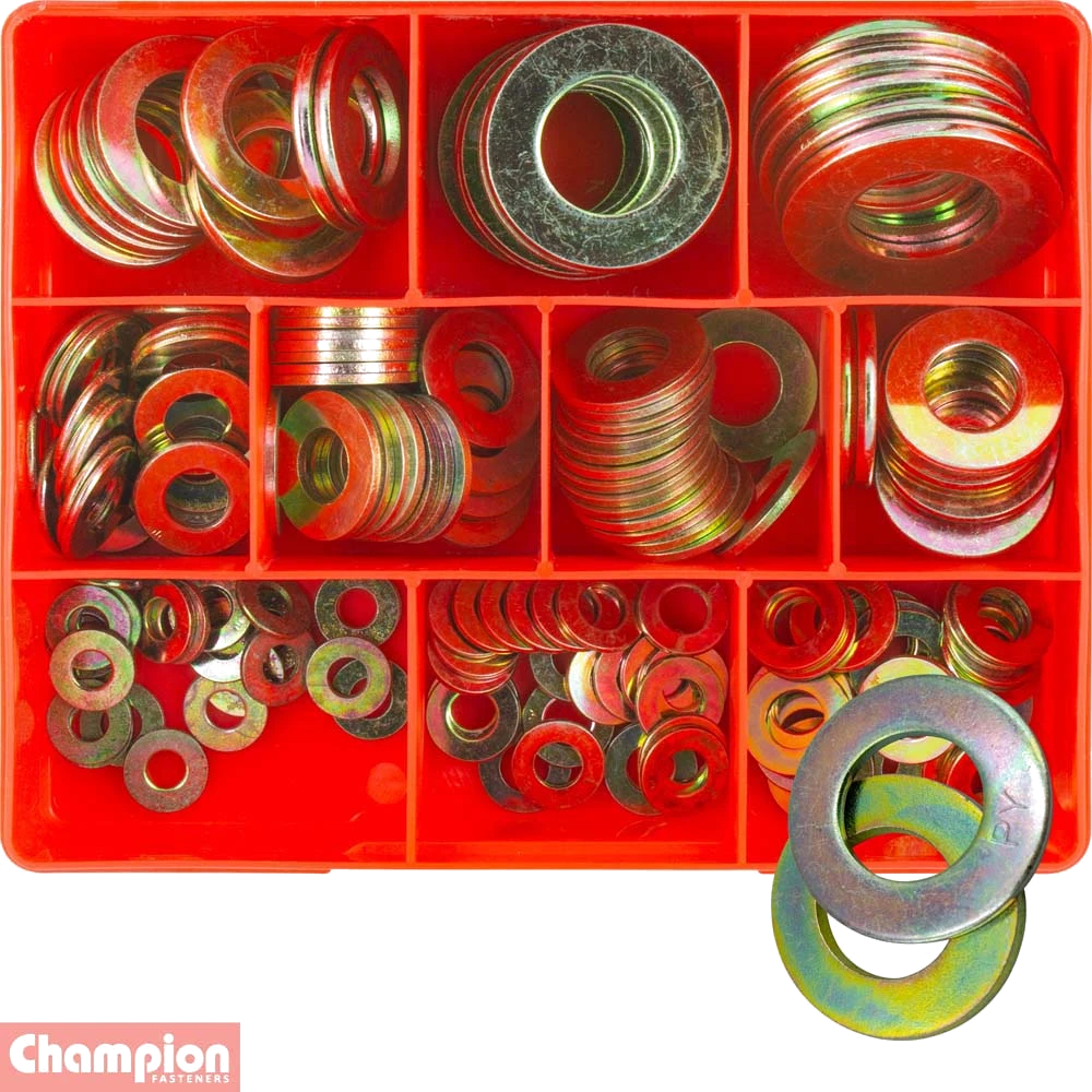 Champion 175pc High Tensile Flat Washer Assortment (Zinc)