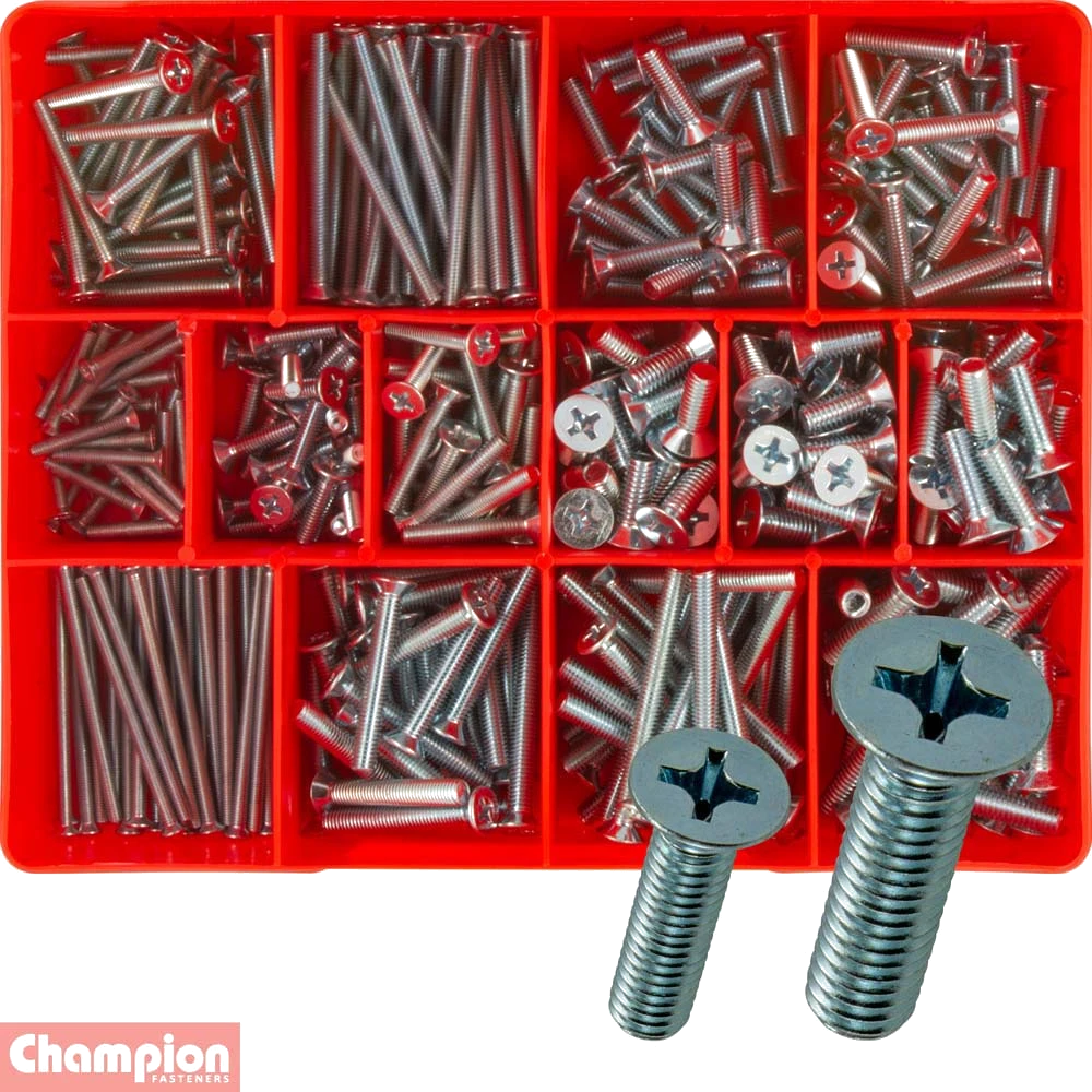 Champion 345pc Metric Machine Screw Assortment CSK HD PH
