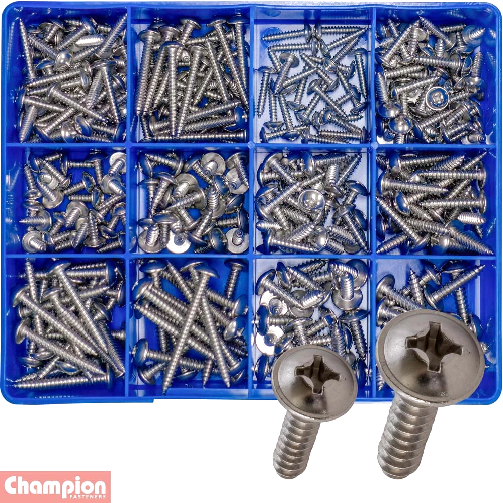 Champion 370pc SS Mushroom Head Self-Tapping Screw Kit