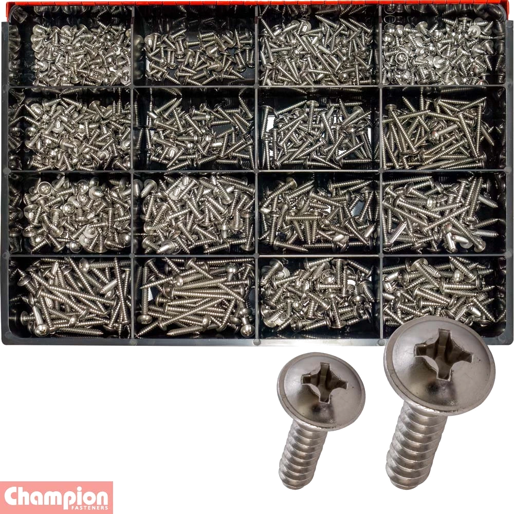 Champion 1150pc SS Mushroom Head S/Tapping Screw Master Kit