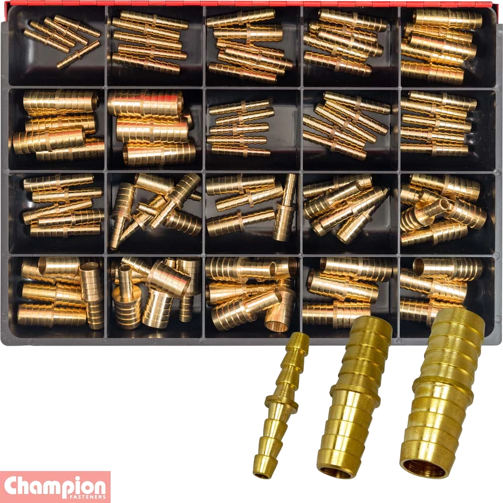 Champion 96pc Brass Barbed Hose Joiners
