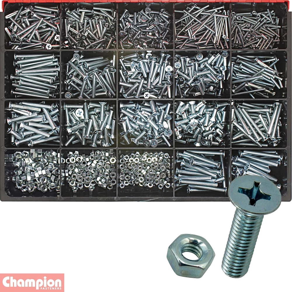 Champion Master Kit 1650pc Metric Machine Screw & Nut Asst
