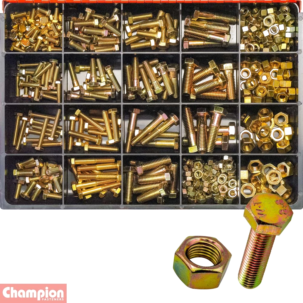 Champion Master Kit 370pc UNC Bolt Set Screw & Nut Asst