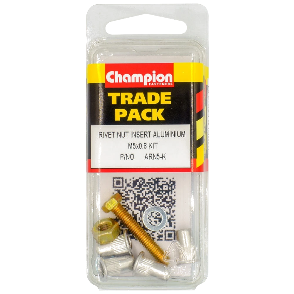 Champion Rivet Nut Insert Aluminium M5 x 0.8mm - Kit - 4pk