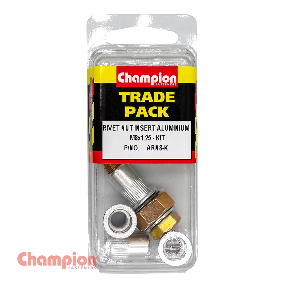 Champion Rivet Nut Insert Aluminium M8x1.25 - Kit - 4pk