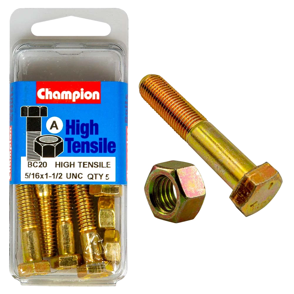 Champion 1-1/2in x 5/16in Bolt & Nut (A) - GR5