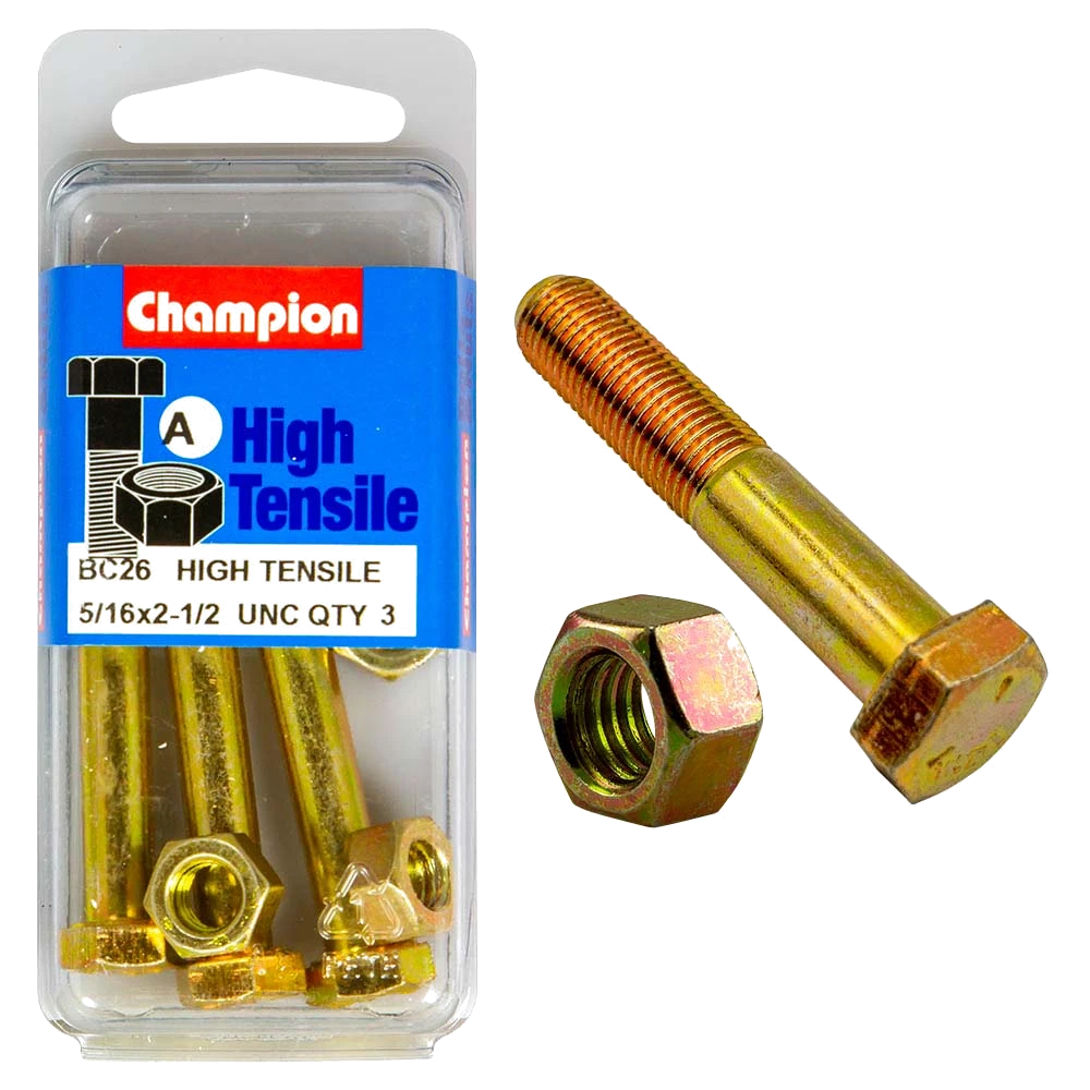 Champion 2-1/2in x 5/16in Bolt & Nut (A) - GR5