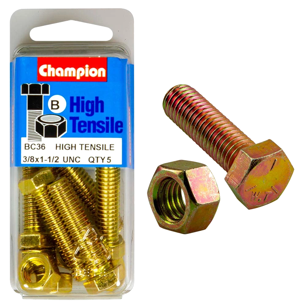 Champion 1-1/2in x 3/8in Set Screw & Nut (B) - GR5
