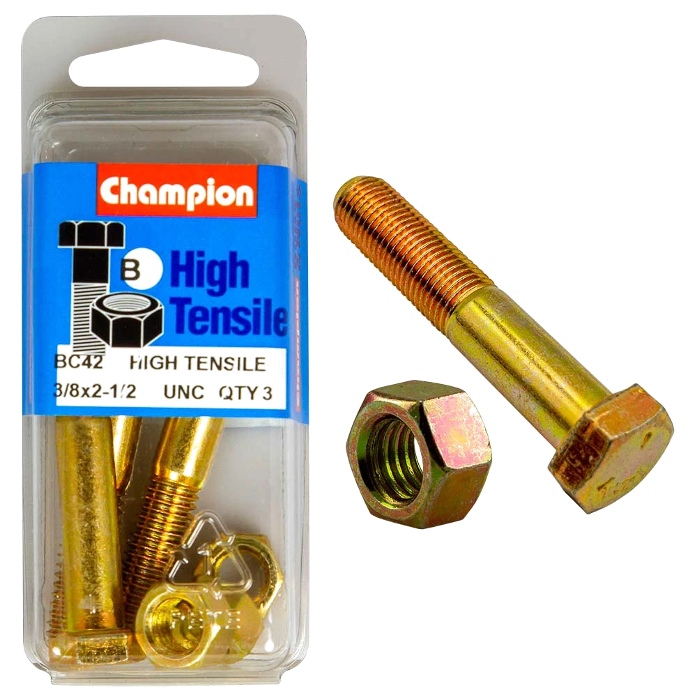 Champion 2-1/2in x 3/8in Bolt & Nut (B) - GR5